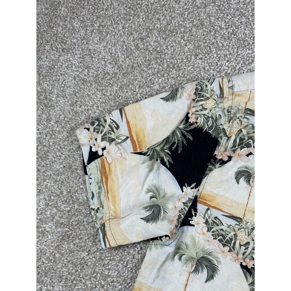 Jamaica Jaxx Shirt Men Extra Large Black Hawaiian Button Up Silk Palm Tree Beach - Picture 5 of 9
